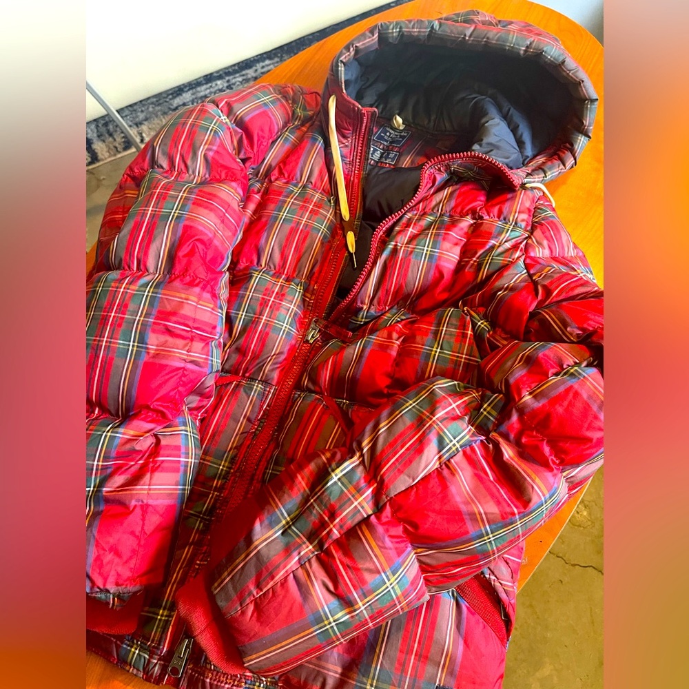 Abercrombie & Fitch Red Puffer Jacket with Hood